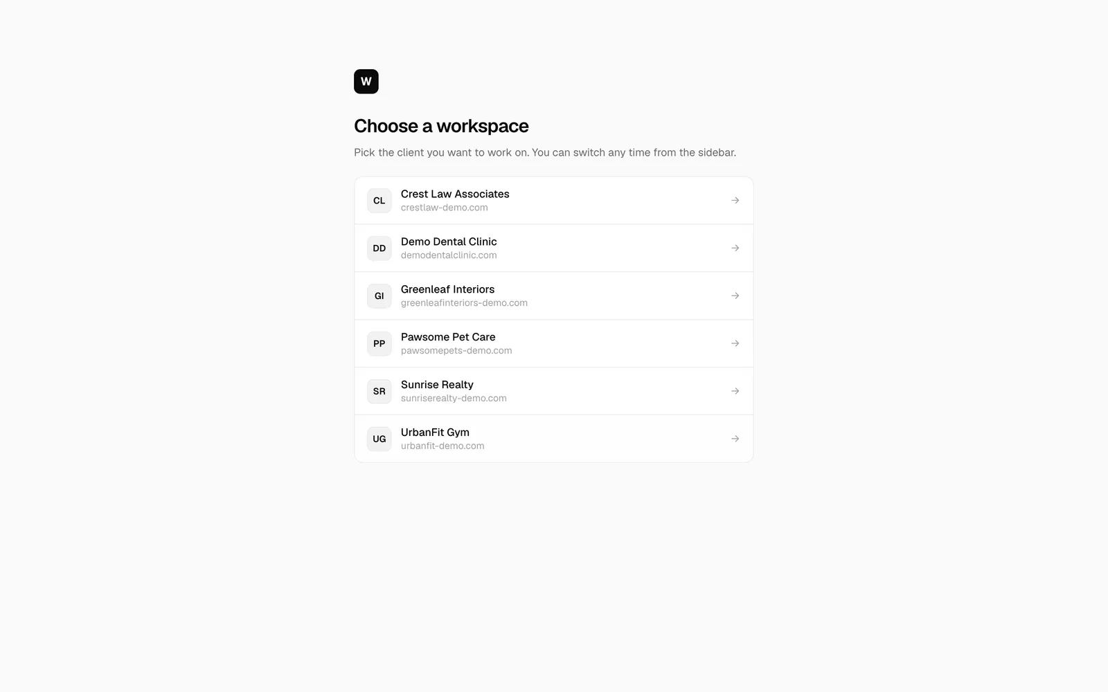Choose a workspace