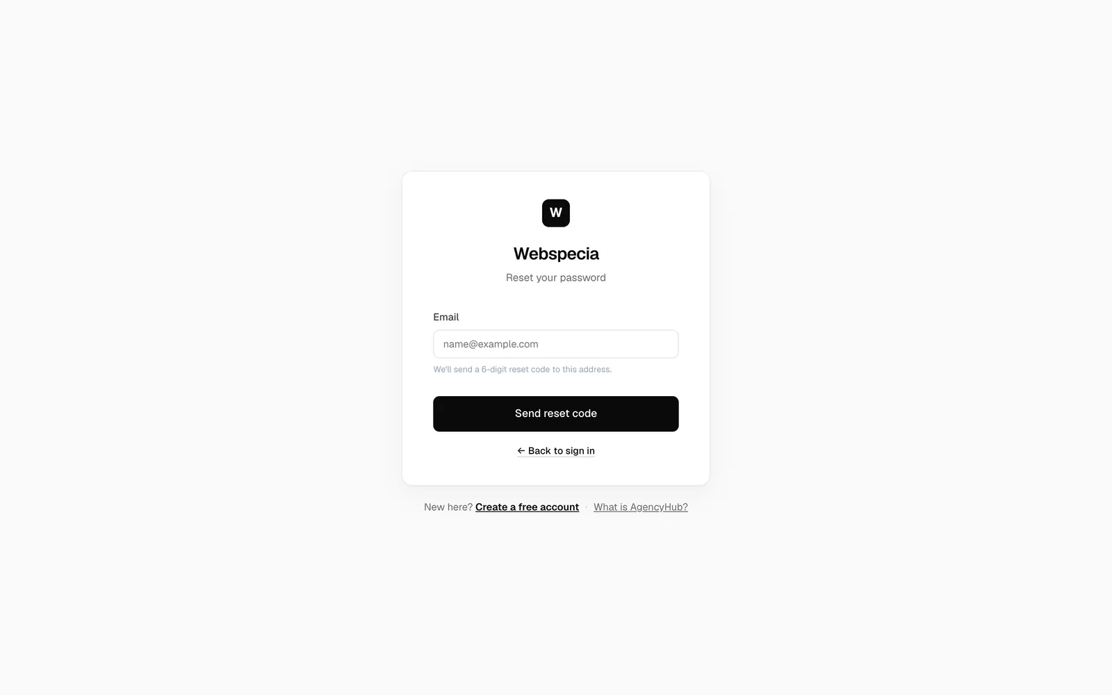 Forgot password: enter your email to get a reset code